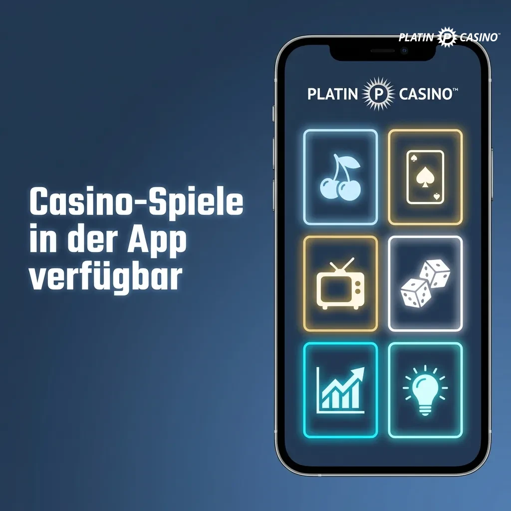 Smartphone displaying Platin Casino app with various slot games and live casino options on screen