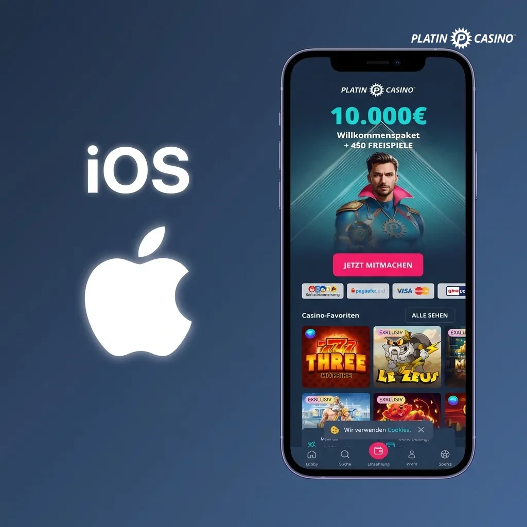 Platin Casino iOS app installation steps showing download and profile setup process for iPhone and iPad users.