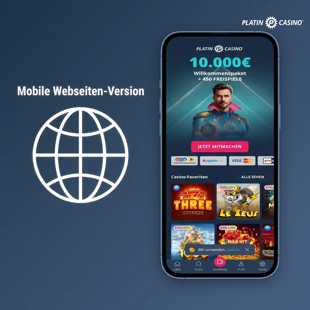 Mobile betting website interface on smartphone showing games and promotions in browser without app download
