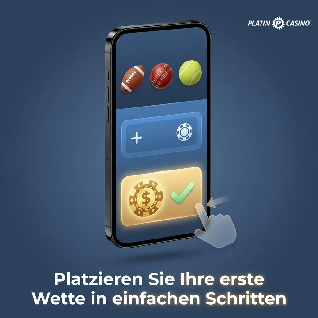 Schritt-für-Schritt-Anleitung zum Platzieren einer Sportwette: Sportart wählen, Event finden, Quote anklicken, Einsatz eingeben