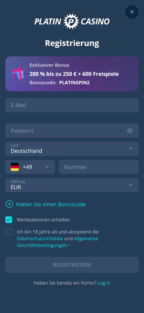 Registrieren Sie sich bei Platin Casino und nutzen Sie alle Funktionen der Plattform auf Ihrem Android-Gerät.