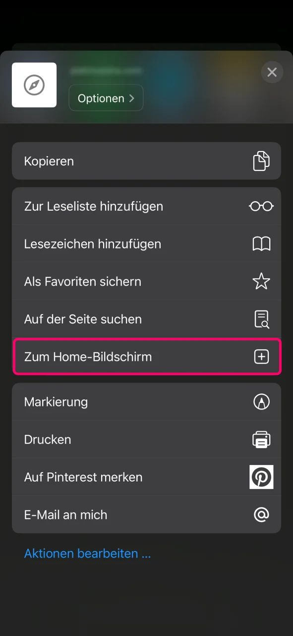 Wählen Sie zum Startbildschirm, um Platin Casino auf iOS zu installieren.