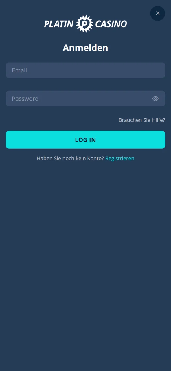 Öffnen Sie die offizielle Platin Casino Webseite und melden Sie sich an.